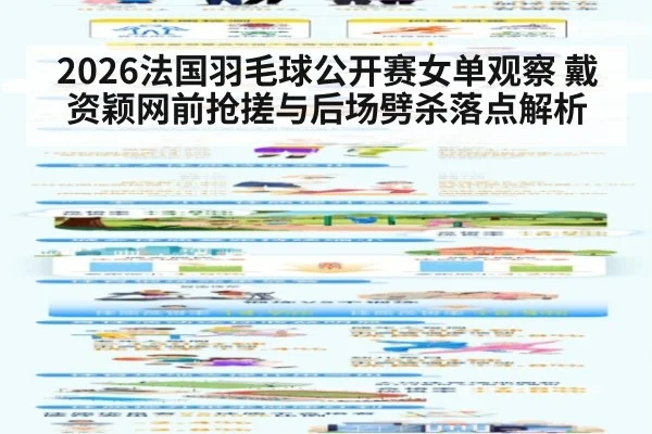 2026法国羽毛球公开赛女单观察 戴资颖网前抢搓与后场劈杀落点解析